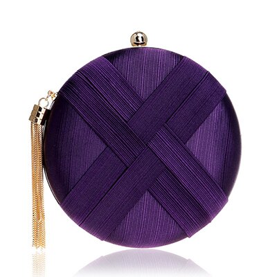 Elegant Silk Round Evening Bags Women Tassels Satin Bridal Wedding Women Handbag