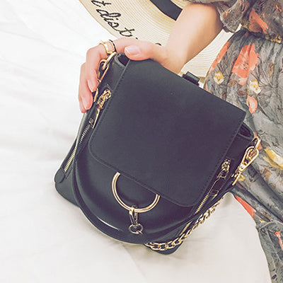 Chains Backpacks Women Pu Leather Mini Backpack