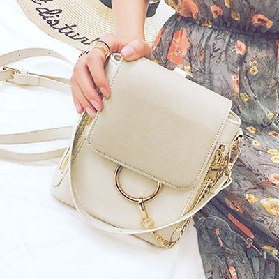 Chains Backpacks Women Pu Leather Mini Backpack