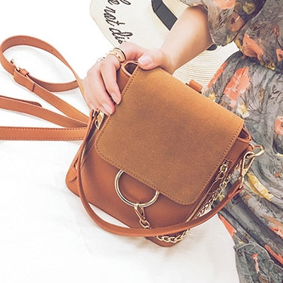 Chains Backpacks Women Pu Leather Mini Backpack