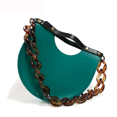 Ins Acrylic Chains Semicircle Saddle Bags for Women