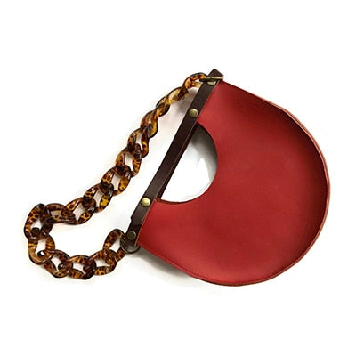 Ins Acrylic Chains Semicircle Saddle Bags for Women