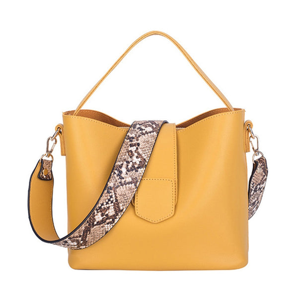 Casual Pu Bucket Bag Women Handbags Serpentine Strap Shoulder Bag