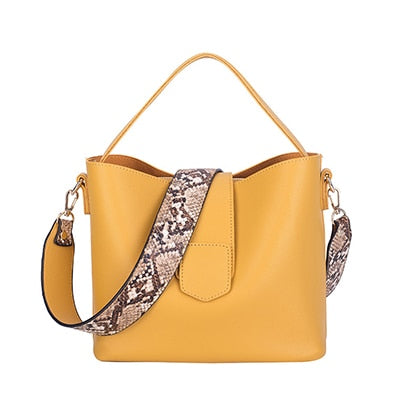 Casual Pu Bucket Bag Women Handbags Serpentine Strap Shoulder Bag